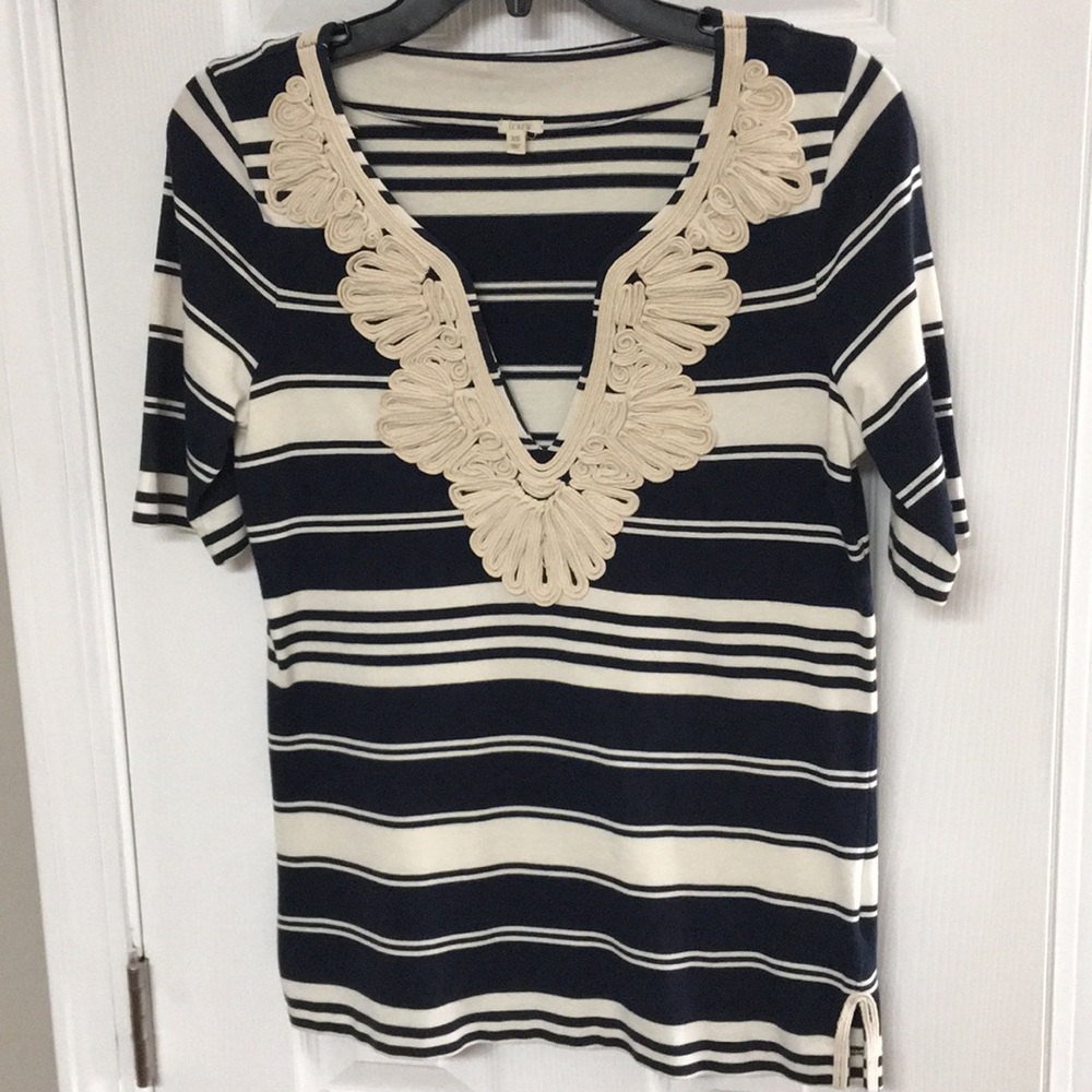 J. Crew Embellished V-Neck Top